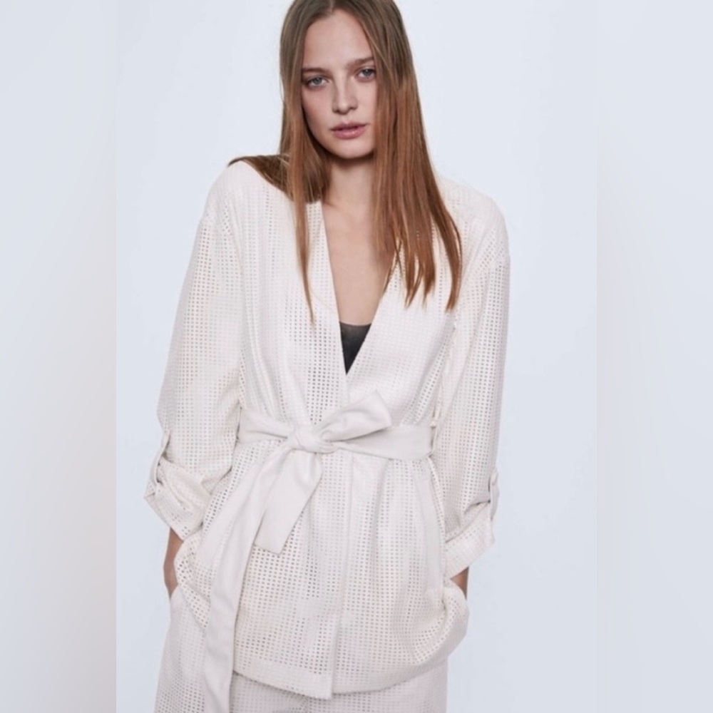 Zara - Faux Leather Die-Cut Jacket - Size Large - NWT